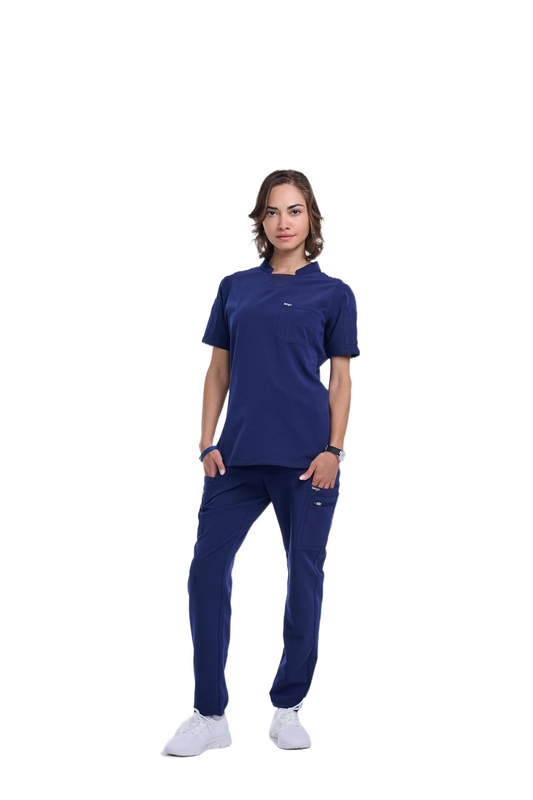 Women's Navy Blue Straight Scrub Pants