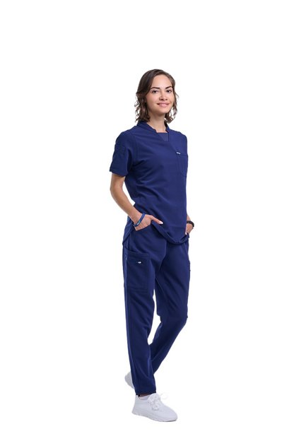 Women's Navy Blue Straight Scrub Pants