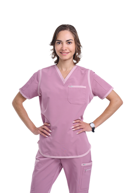 Women's Mauve / Light Mauve V-Neck Scrub Top
