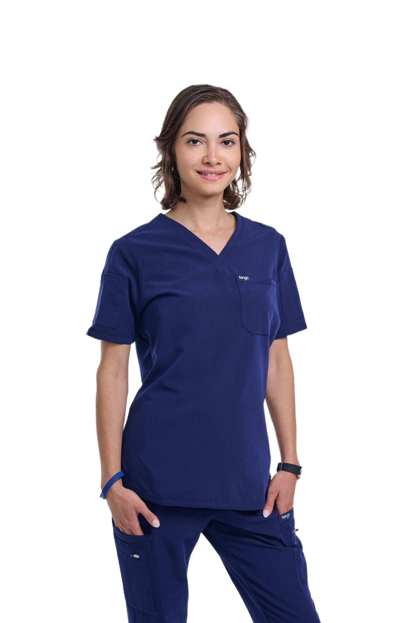 Women's Navy Blue V-Neck Scrub Top