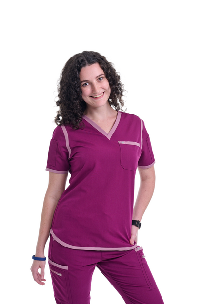 Women's Raspberry Pink / Mauve V-Neck Scrub Top