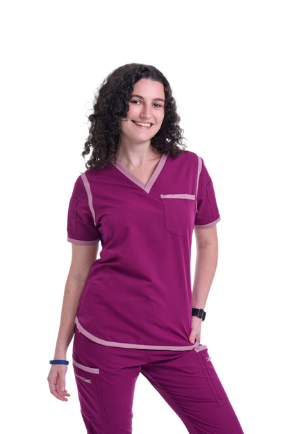 Women's Raspberry Pink / Mauve V-Neck Scrub Top
